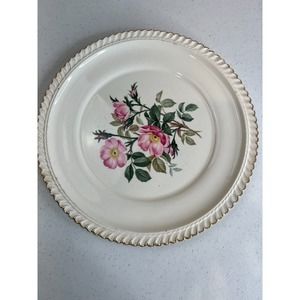 Vintage The Harker Pottery Co. 22‎ KT. Gold Floral Scalloped Edge Dinner Plate